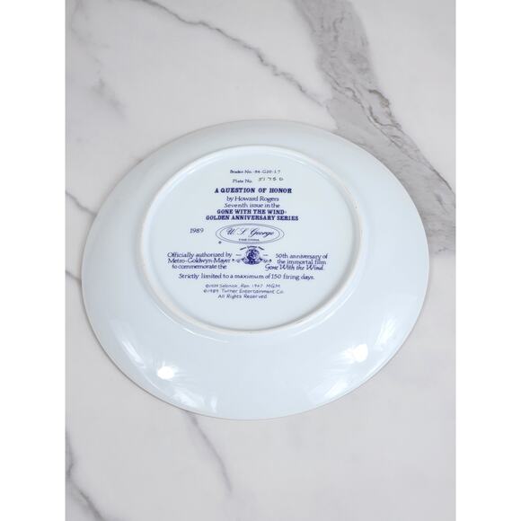 A Question Of Honor Gone With The Wind Year 1989 Fine China 8 1/2" Plate Vtg - Picture 10 of 12